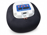 Nurture Right 360 incubator fitted with the black neoprene Uneek Poultry insulation cover, with the control panel and display left exposed on top.